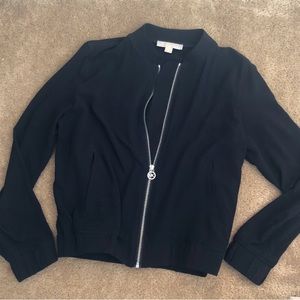 Michael Kors black lightweight zipper front jacket